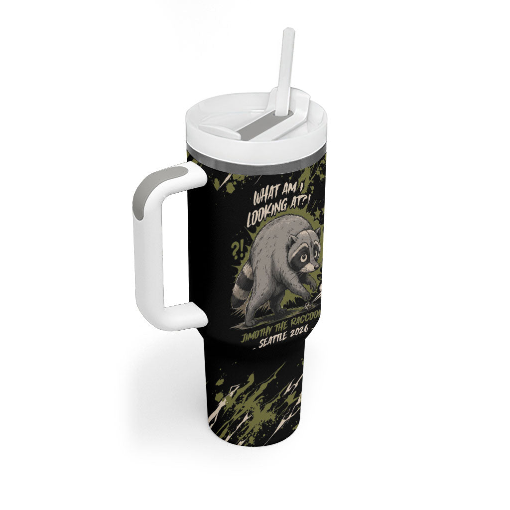 Personalized Raccoon Jimothy Meme Tumbler With Handle What Am I Looking At