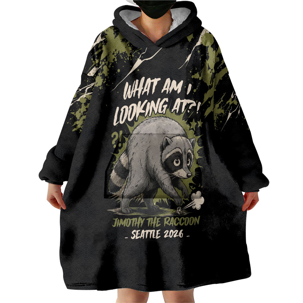 Personalized Raccoon Jimothy Meme Wearable Blanket Hoodie What Am I Looking At