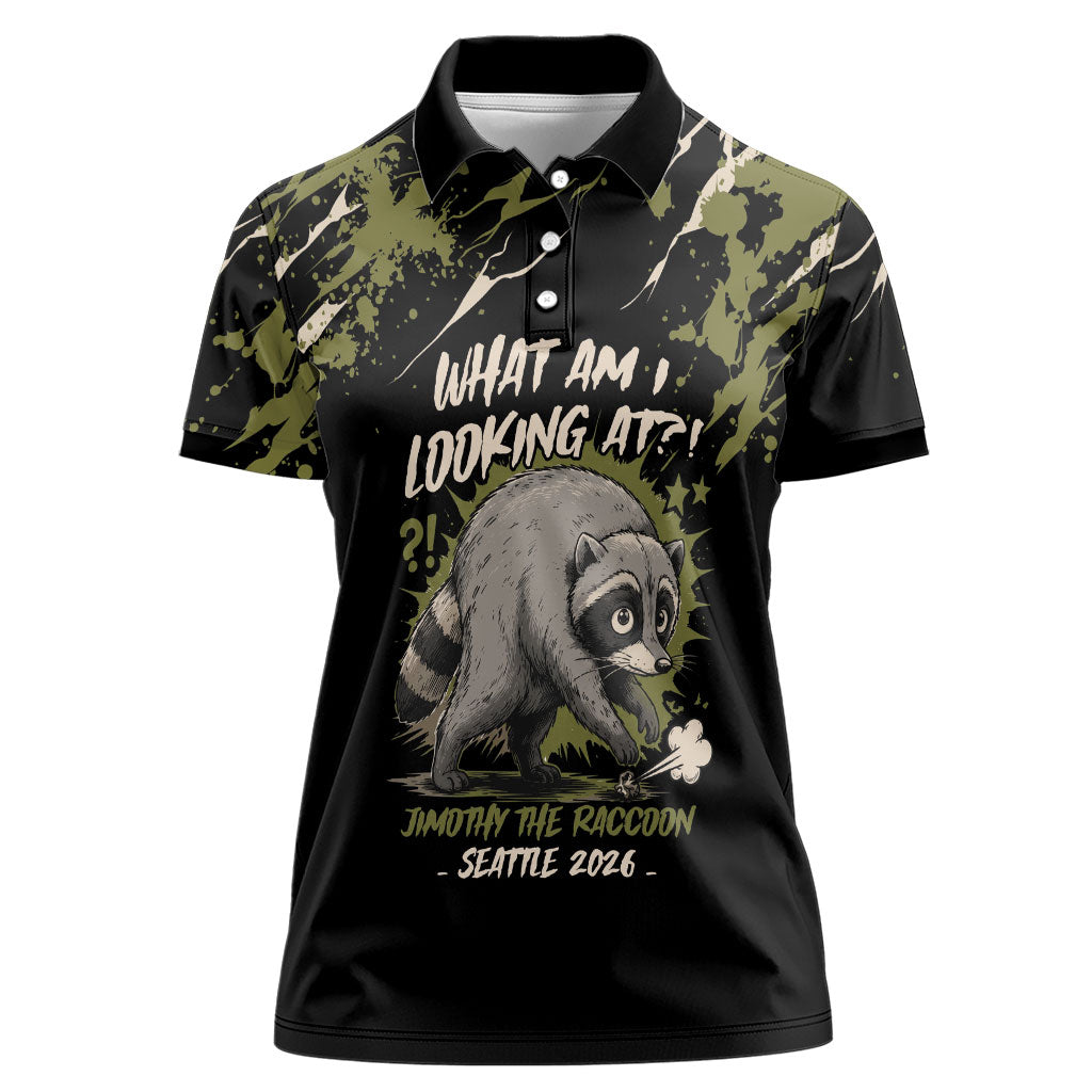 Personalized Raccoon Jimothy Meme Women Polo Shirt What Am I Looking At
