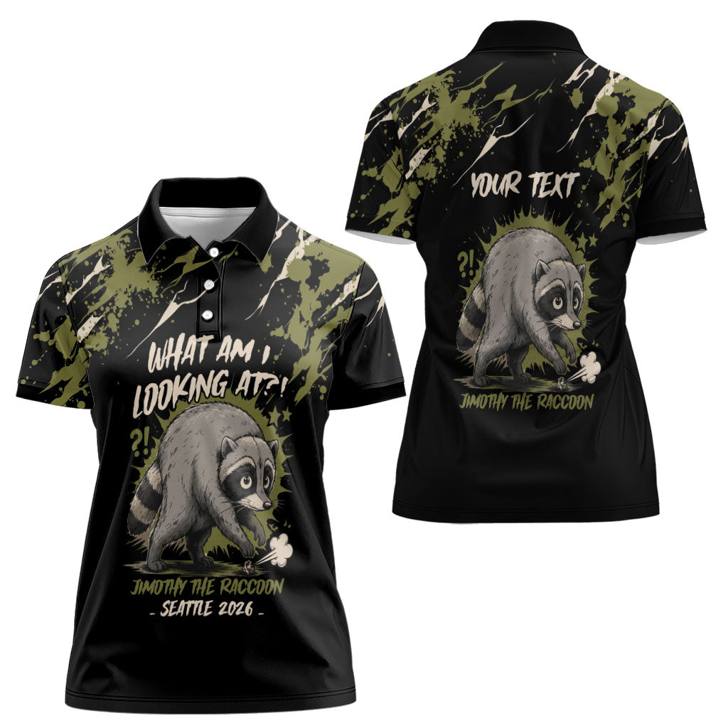 Personalized Raccoon Jimothy Meme Women Polo Shirt What Am I Looking At