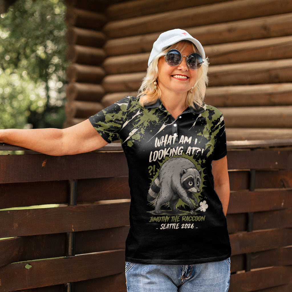 Personalized Raccoon Jimothy Meme Women Polo Shirt What Am I Looking At