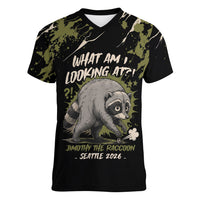 Personalized Raccoon Jimothy Meme Women V-Neck T-Shirt What Am I Looking At