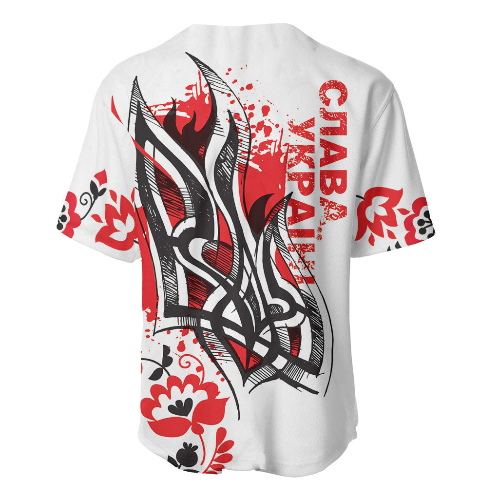 Ukrainian Heritage Tryzub Floral Baseball Jersey Ykpaiha Folk Art