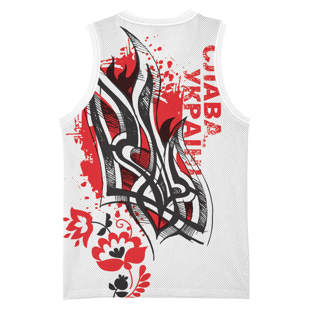Ukrainian Heritage Tryzub Floral Basketball Jersey Ykpaiha Folk Art