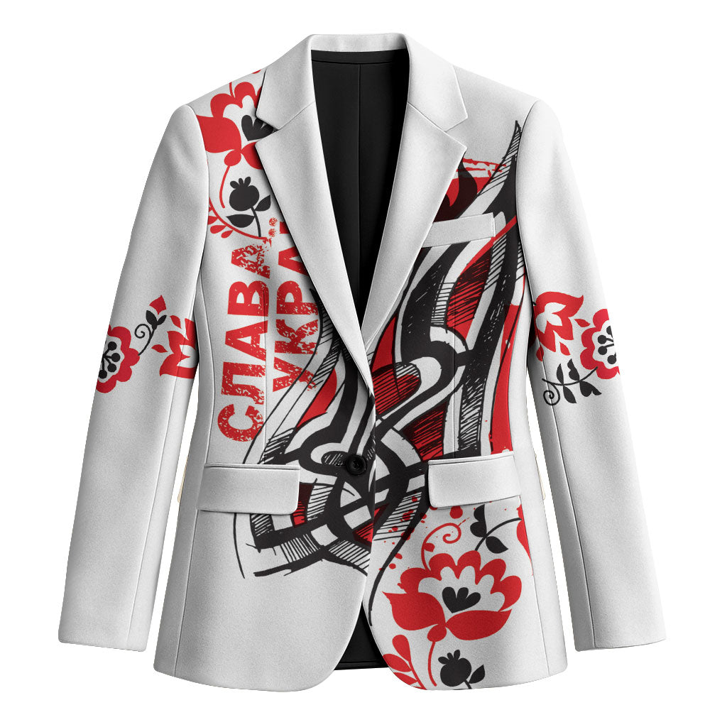Ukrainian Heritage Tryzub Floral Blazer Ykpaiha Folk Art