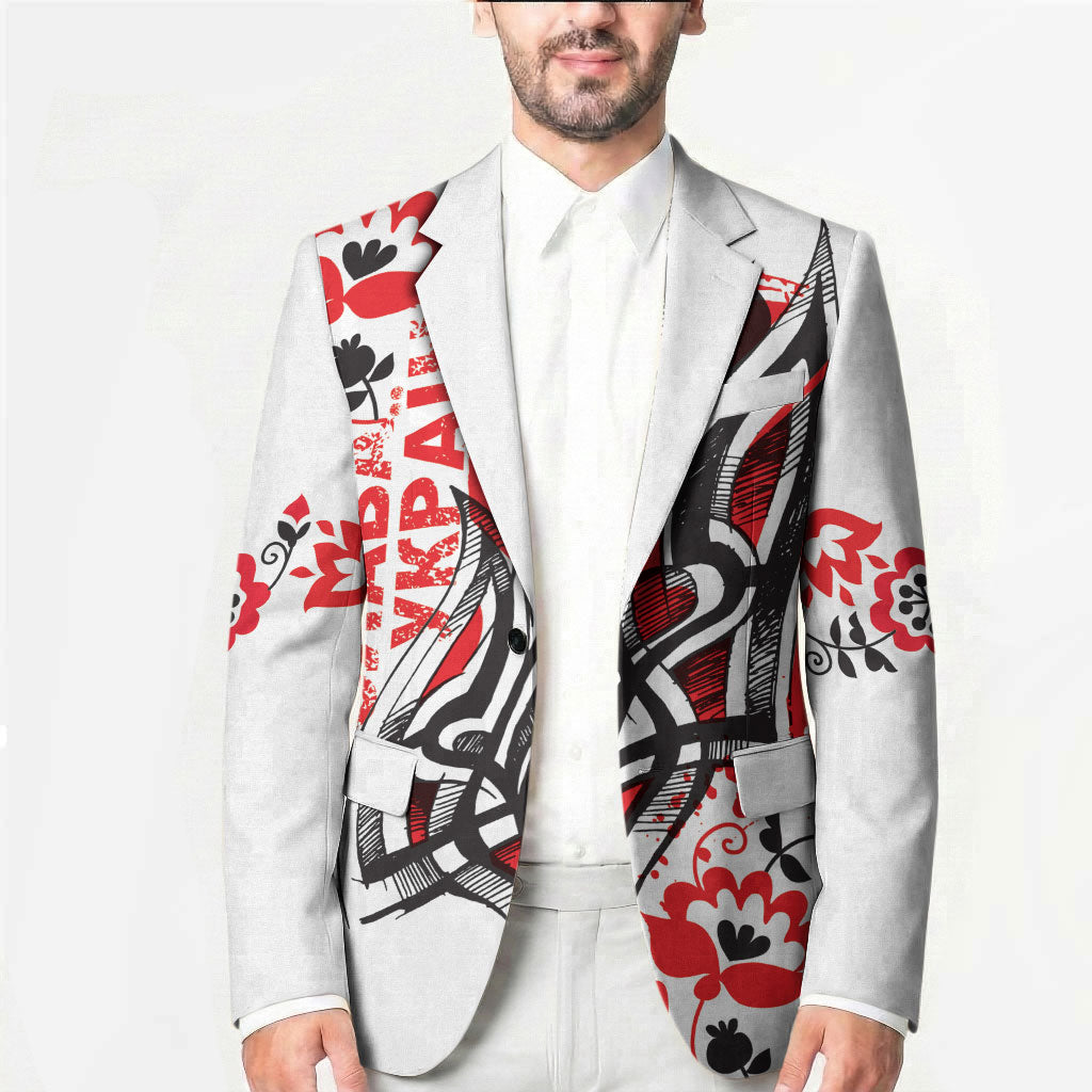 Ukrainian Heritage Tryzub Floral Blazer Ykpaiha Folk Art