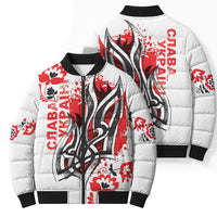 Ukrainian Heritage Tryzub Floral Bomber Puffer Jacket Ykpaiha Folk Art