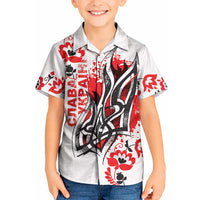 Ukrainian Heritage Tryzub Floral Kid Hawaiian Shirt Ykpaiha Folk Art
