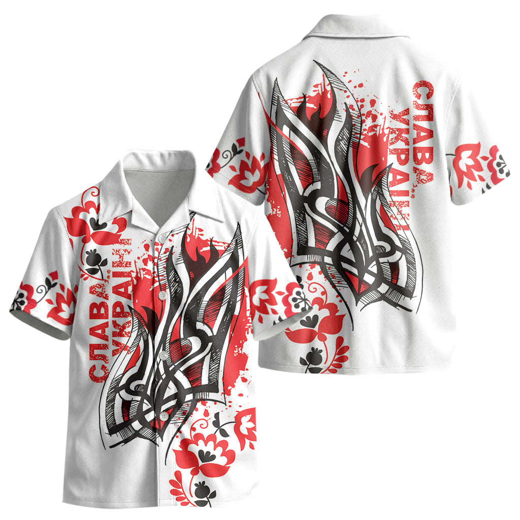 Ukrainian Heritage Tryzub Floral Kid Hawaiian Shirt Ykpaiha Folk Art