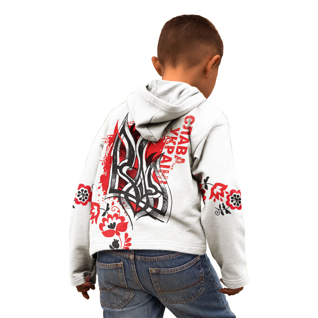 Ukrainian Heritage Tryzub Floral Kid Hoodie Ykpaiha Folk Art