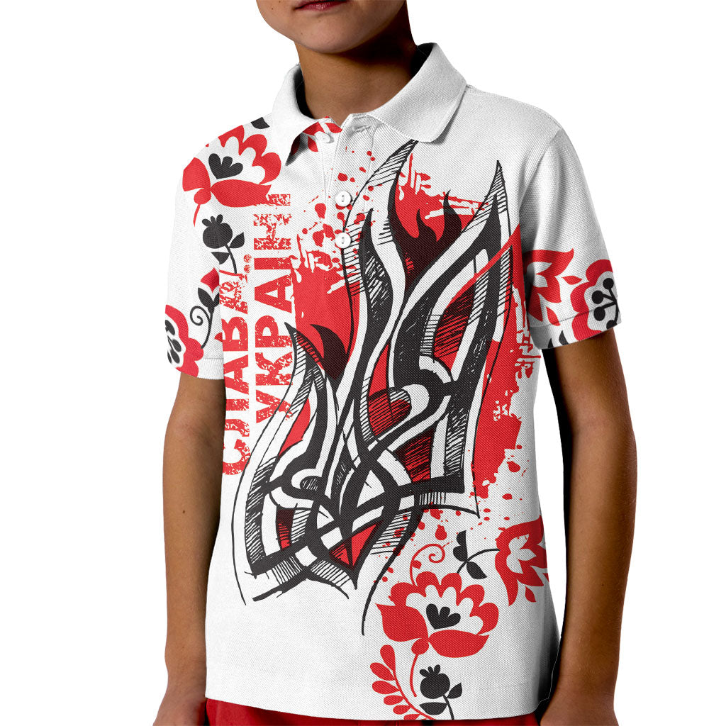 Ukrainian Heritage Tryzub Floral Kid Polo Shirt Ykpaiha Folk Art
