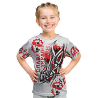 Ukrainian Heritage Tryzub Floral Kid T Shirt Ykpaiha Folk Art