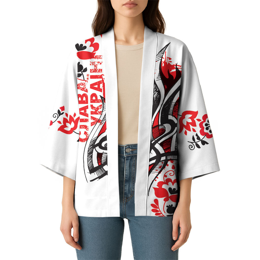 Ukrainian Heritage Tryzub Floral Kimono Ykpaiha Folk Art