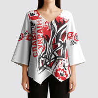 Ukrainian Heritage Tryzub Floral Kimono Sleeve Blouse Ykpaiha Folk Art