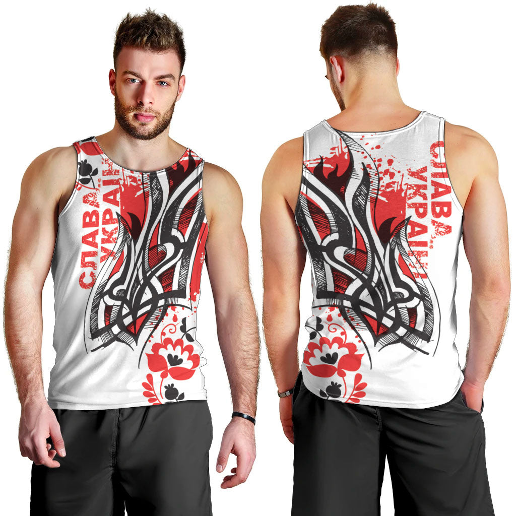 Ukrainian Heritage Tryzub Floral Men Tank Top Ykpaiha Folk Art