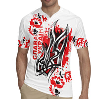 Ukrainian Heritage Tryzub Floral Rugby Jersey Ykpaiha Folk Art
