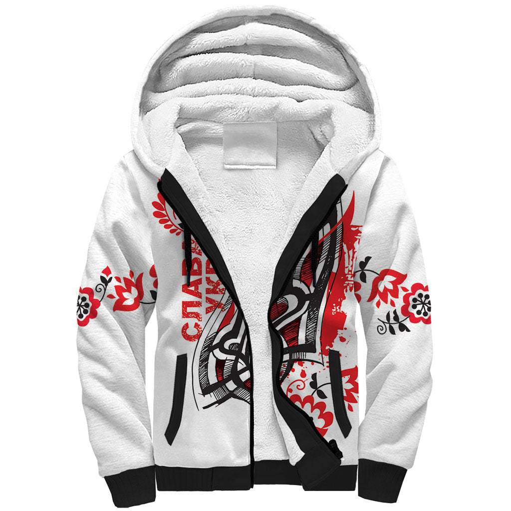 Ukrainian Heritage Tryzub Floral Sherpa Hoodie Ykpaiha Folk Art
