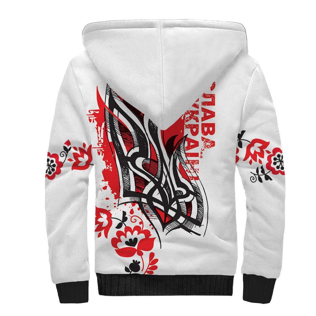 Ukrainian Heritage Tryzub Floral Sherpa Hoodie Ykpaiha Folk Art