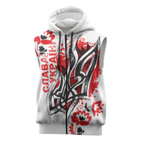 Ukrainian Heritage Tryzub Floral Sleeveless Zip Hoodie Ykpaiha Folk Art