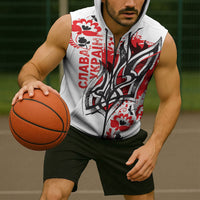 Ukrainian Heritage Tryzub Floral Sleeveless Zip Hoodie Ykpaiha Folk Art