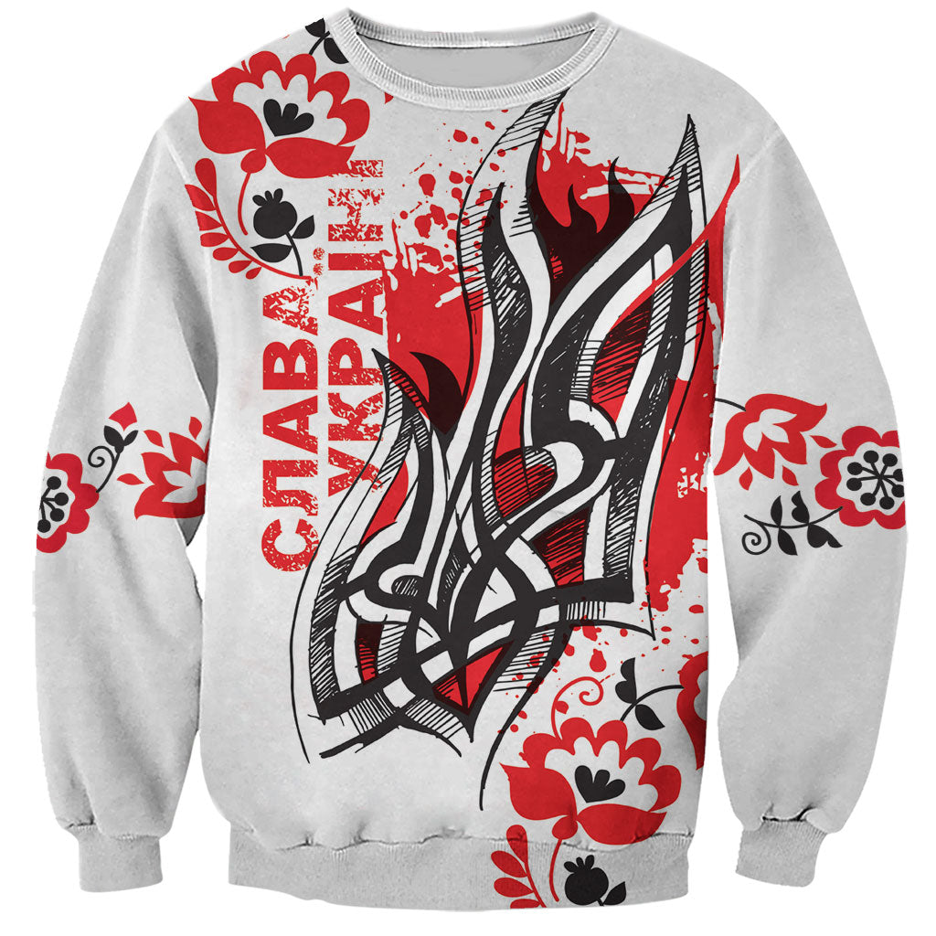 Ukrainian Heritage Tryzub Floral Sweatshirt Ykpaiha Folk Art
