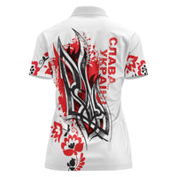 Ukrainian Heritage Tryzub Floral Women Polo Shirt Ykpaiha Folk Art