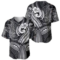 Polynesia Baseball Jersey Whale Tale and Polynesian Sunset Plumeria Black LT9 - Wonder Print Shop