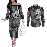 polynesia-couples-matching-off-the-shoulder-long-sleeve-dress-and-long-sleeve-button-shirts-whale-tale-and-polynesian-sunset-plumeria-black
