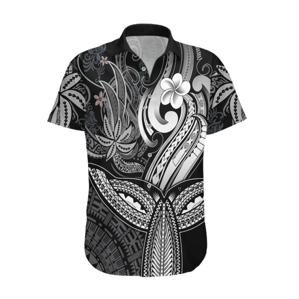 polynesia-hawaiian-shirt-whale-tale-and-polynesian-sunset-plumeria-black