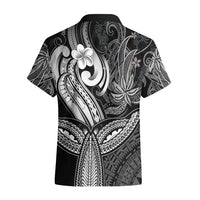 Polynesia Hawaiian Shirt Whale Tale and Polynesian Sunset Plumeria Black - Wonder Print Shop