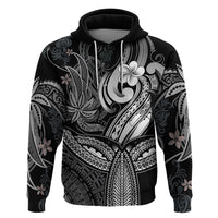 Polynesia Hoodie Whale Tale and Polynesian Sunset Plumeria Black - Wonder Print Shop