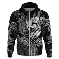 Polynesia Hoodie Whale Tale and Polynesian Sunset Plumeria Black - Wonder Print Shop