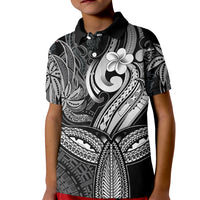 Polynesia Kid Polo Shirt Whale Tale and Polynesian Sunset Plumeria Black - Wonder Print Shop