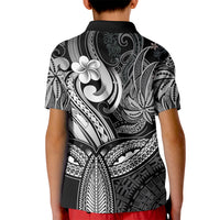 Polynesia Kid Polo Shirt Whale Tale and Polynesian Sunset Plumeria Black - Wonder Print Shop