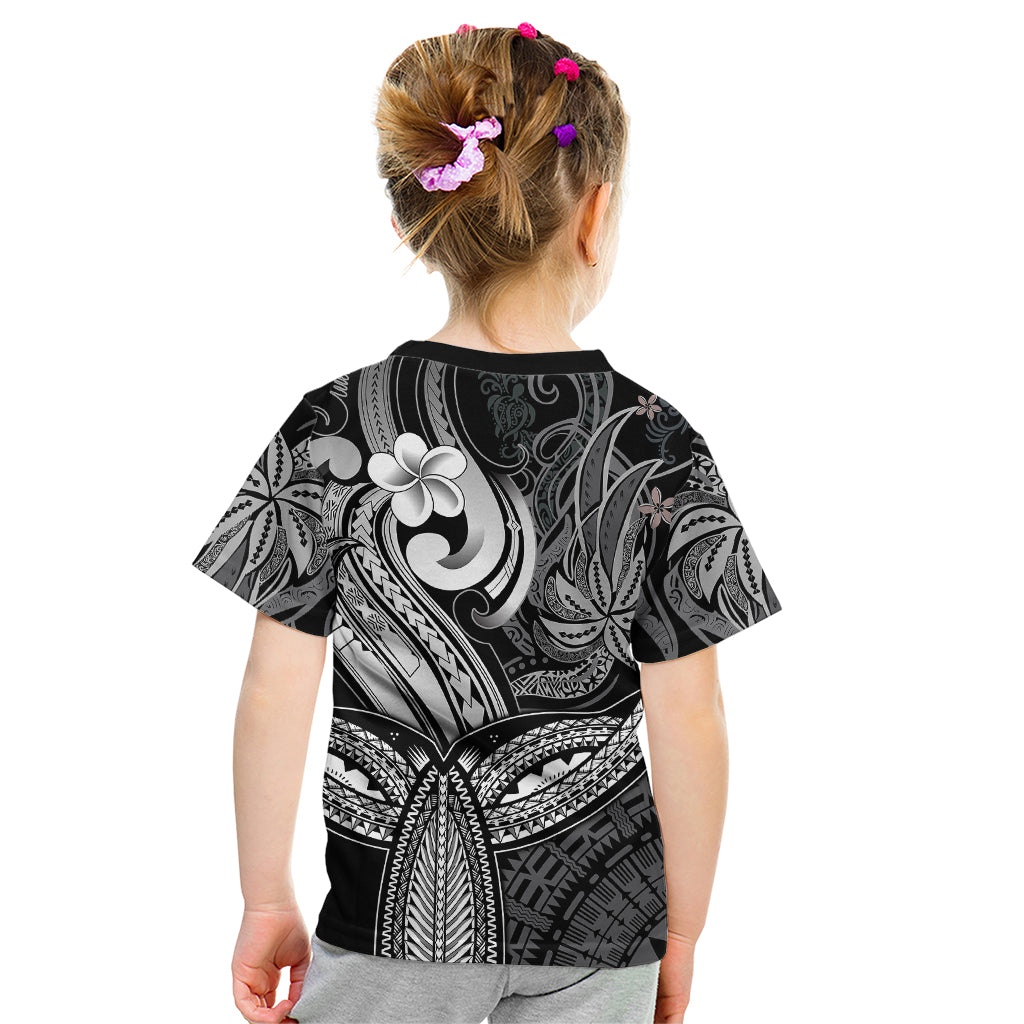 Polynesia Kid T Shirt Whale Tale and Polynesian Sunset Plumeria Black - Wonder Print Shop