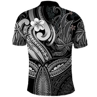 Polynesia Polo Shirt Whale Tale and Polynesian Sunset Plumeria Black - Wonder Print Shop