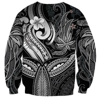 Polynesia Sweatshirt Whale Tale and Polynesian Sunset Plumeria Black - Wonder Print Shop