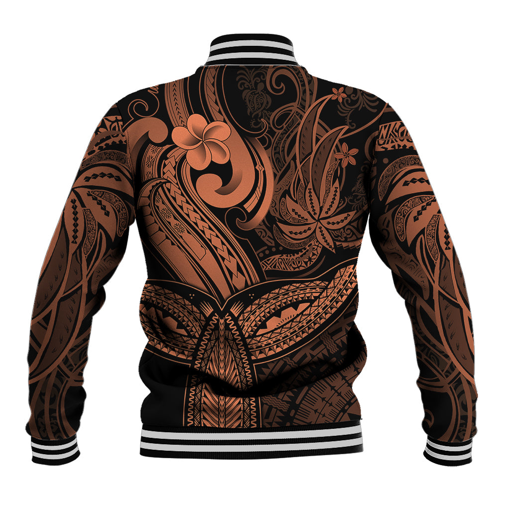 Polynesia Baseball Jacket Whale Tale and Polynesian Sunset Plumeria Gold LT9 - Wonder Print Shop