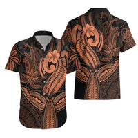 Polynesia Hawaiian Shirt Whale Tale and Polynesian Sunset Plumeria Gold - Wonder Print Shop