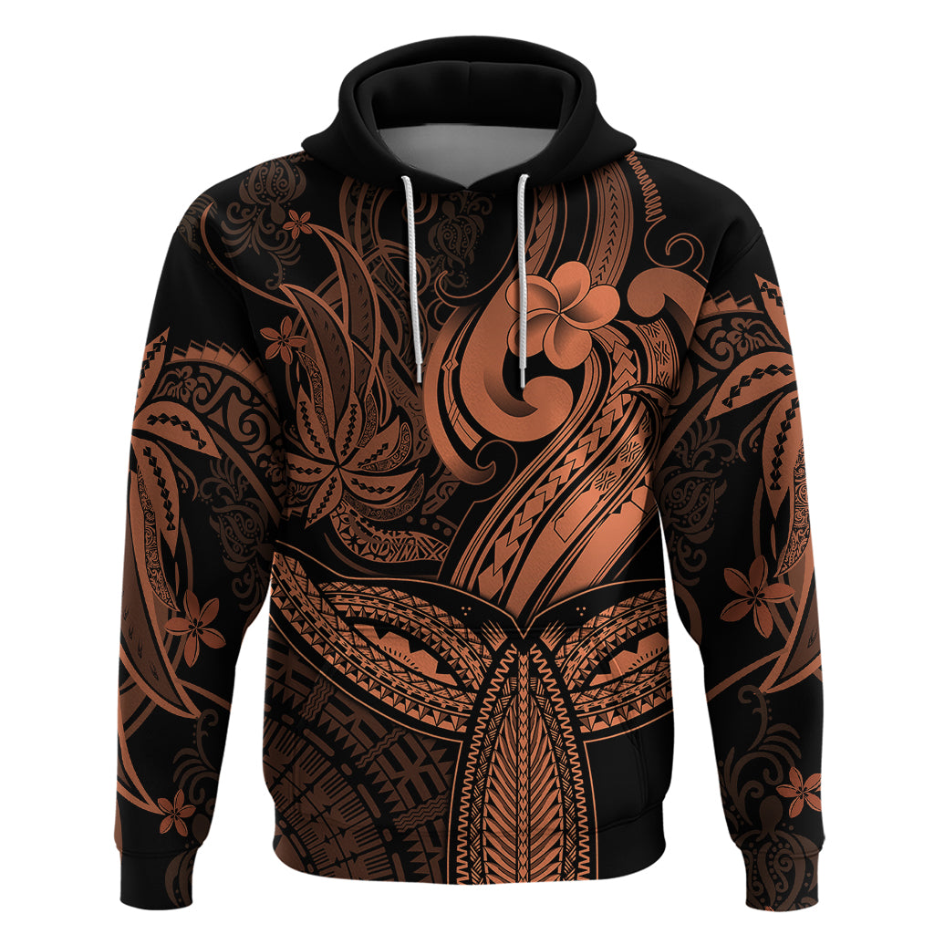 Polynesia Hoodie Whale Tale and Polynesian Sunset Plumeria Gold - Wonder Print Shop