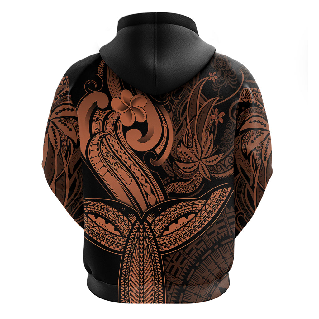 Polynesia Hoodie Whale Tale and Polynesian Sunset Plumeria Gold - Wonder Print Shop