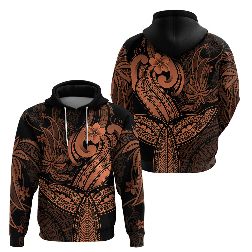 Polynesia Hoodie Whale Tale and Polynesian Sunset Plumeria Gold - Wonder Print Shop