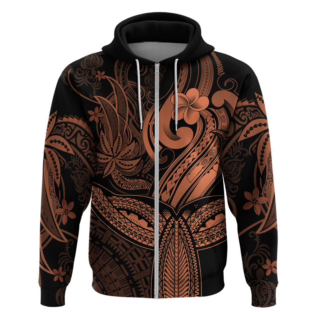 Polynesia Hoodie Whale Tale and Polynesian Sunset Plumeria Gold - Wonder Print Shop