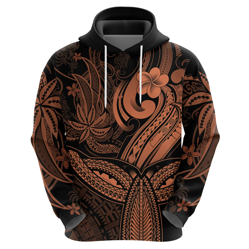 Polynesia Hoodie Whale Tale and Polynesian Sunset Plumeria Gold - Wonder Print Shop