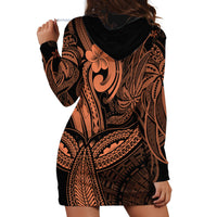Polynesia Hoodie Dress Whale Tale and Polynesian Sunset Plumeria Gold - Wonder Print Shop