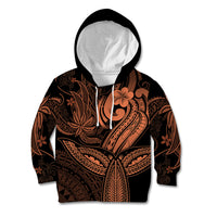 Polynesia Kid Hoodie Whale Tale and Polynesian Sunset Plumeria Gold - Wonder Print Shop