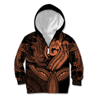 Polynesia Kid Hoodie Whale Tale and Polynesian Sunset Plumeria Gold - Wonder Print Shop