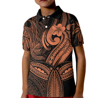 Polynesia Kid Polo Shirt Whale Tale and Polynesian Sunset Plumeria Gold - Wonder Print Shop
