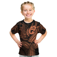 Polynesia Kid T Shirt Whale Tale and Polynesian Sunset Plumeria Gold - Wonder Print Shop