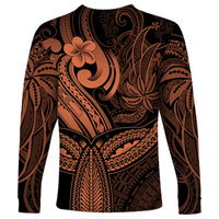 Polynesia Long Sleeve Shirt Whale Tale and Polynesian Sunset Plumeria Gold - Wonder Print Shop